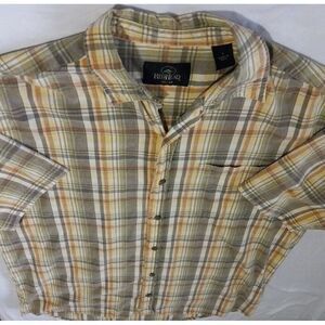 Redhead  Men's Traditional Fit Plaid Yellow Short Sleeve Shirt Men's Size  Large